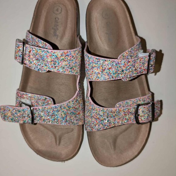 Cat & Jack Girls Glitter Buckle Sandals – Size 4 - Picture 1 of 8